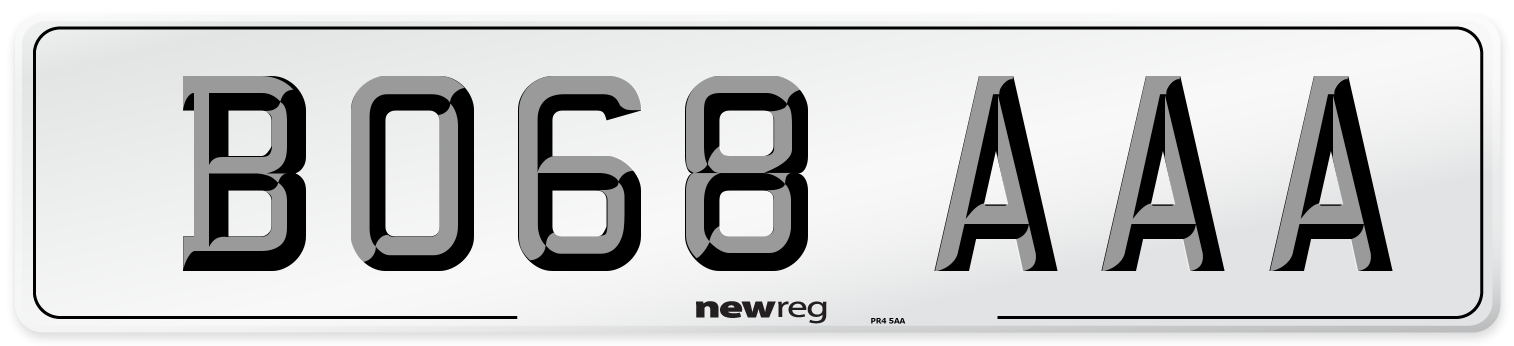 BO68 AAA Number Plate from New Reg